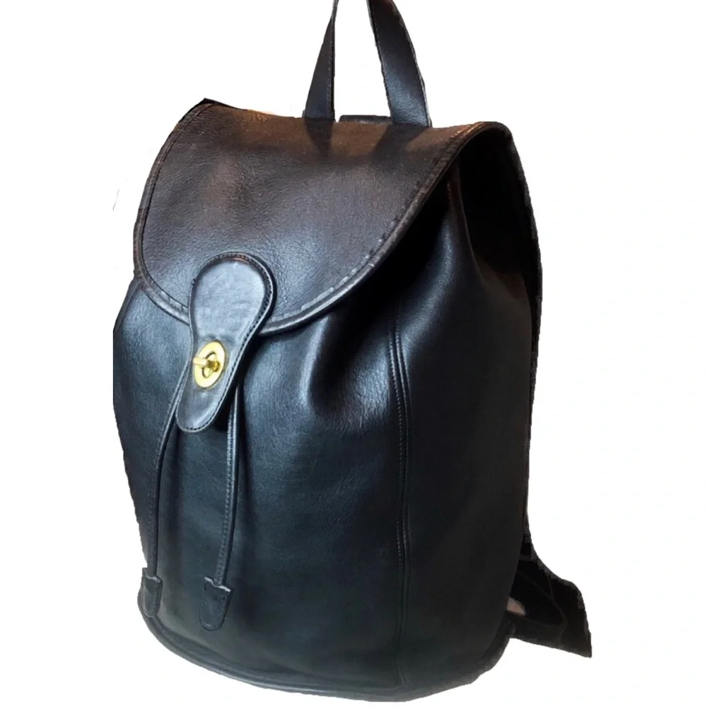 Vintage COACH Black Leather Weekend Backpack Rucksack Large Daypack 9943 USA COA - Picture 6 of 17